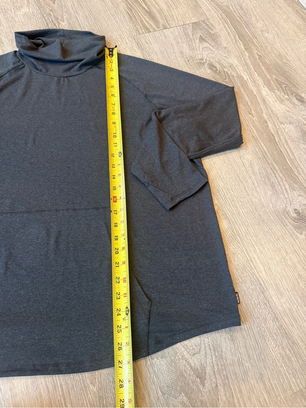 Eddie Bauer Gorpcore Funnel Neck Long Sleeve Pullover Charcoal Gray Thumbholes - Picture 6 of 11